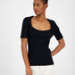 BOSS Square Neck Short Sleeve Sweater