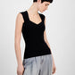 Boss Orange Womens Sweetheart Neck Ribbed Knit Top Black