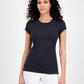 Boss Orange Womens Ribbed Open Back Short Sleeve Jersey Top Black