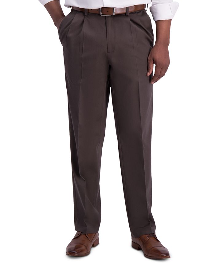 Haggar Men's Iron Free Premium Khaki Classic Fit Pleated Pant Black Size 40X29