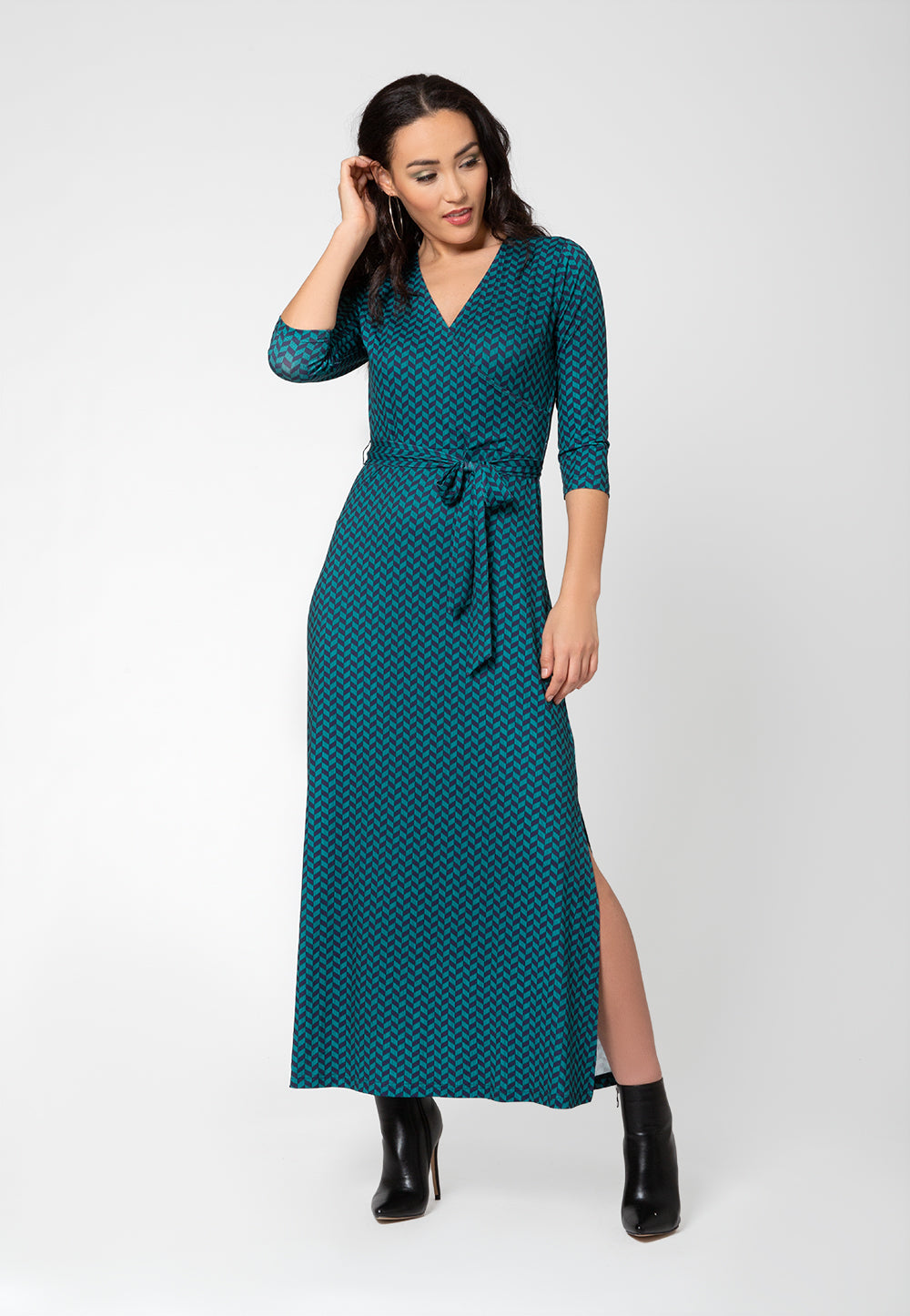 Leota Women's Perfect Wrap Maxi Dress Blue Size M