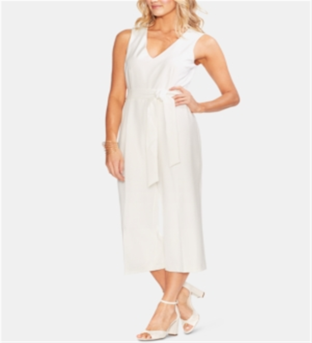 Vince Camuto Women's V Neck Dressy Jumpsuit White Size 14