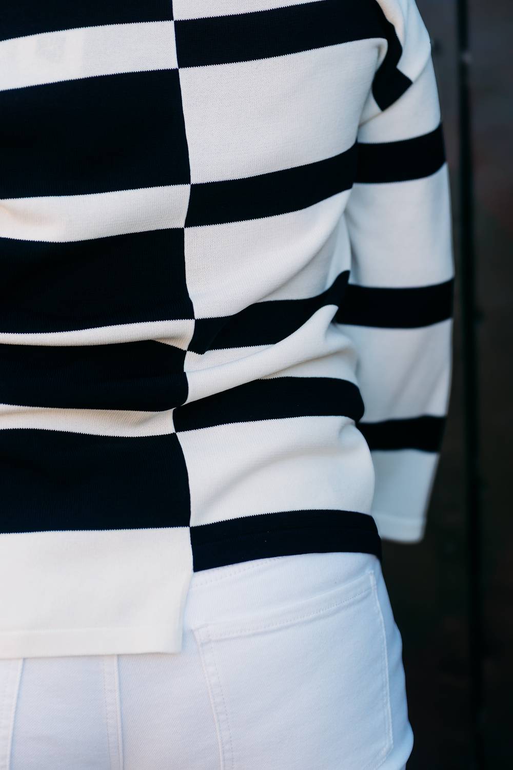 Joseph Ribkoff - Striped Sweater Knit V-neck Pullover