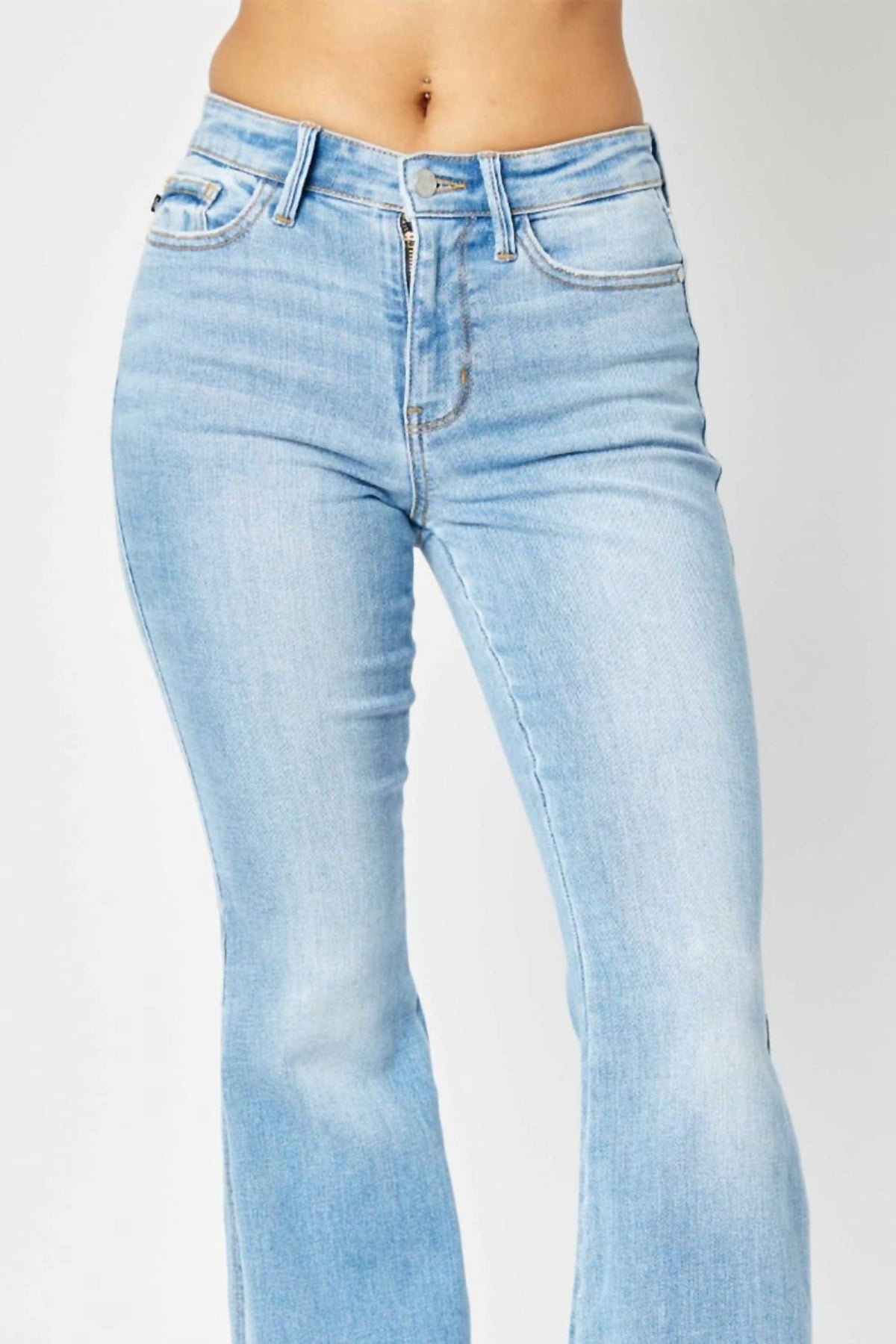 Judy Blue - Mid-rise Peak-a-boot Hem Slit Flare Jeans