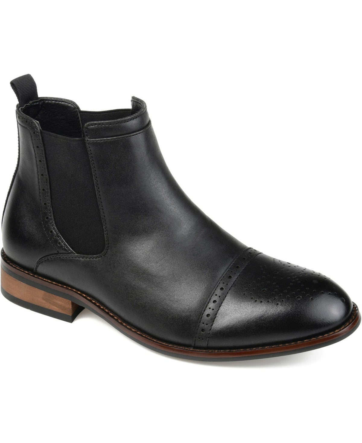 Vance Co. Men's Cap Toe Chelsea Boot Shoes Black Size 9 M