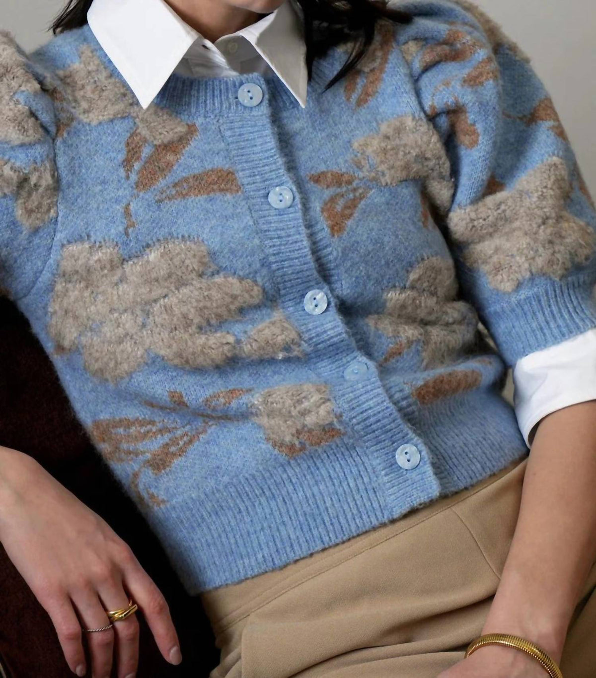 Greylin - Taly Floral Puff Sleeve Cardigan