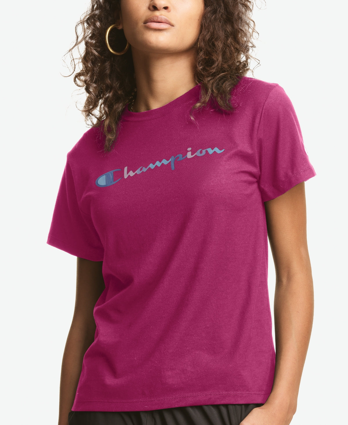 Champion Women's Classic Logo T-Shirt Pink Size Small