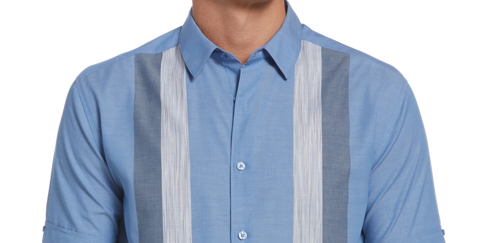 Cubavera Men's Ecoselect Paneled Shirt Blue Size Large