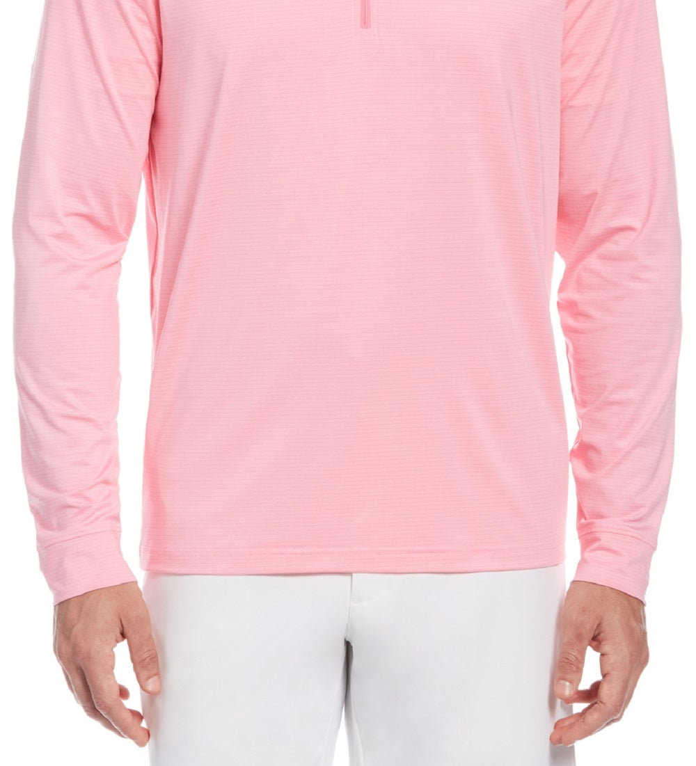PGA Tour Men's Sun Shade Stretch Quarter Zip Golf Striped Pullover Pink Size X-Large