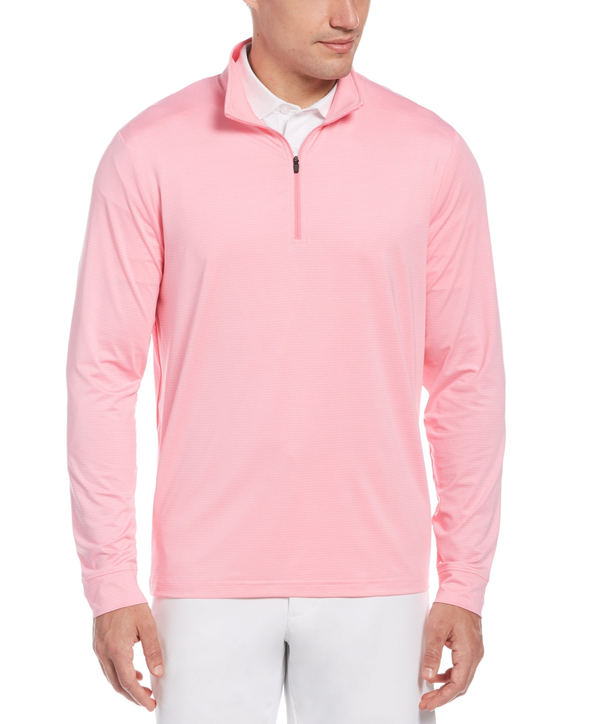 PGA Tour Men's Sun Shade Stretch Quarter Zip Golf Striped Pullover Pink Size X-Large