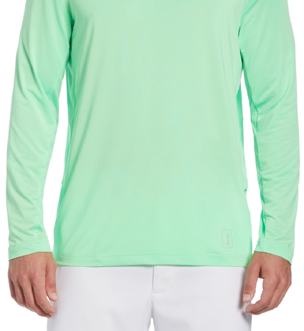 PGA Tour Men's Mixed Media Sun Protection Golf Shirt Green Size Medium