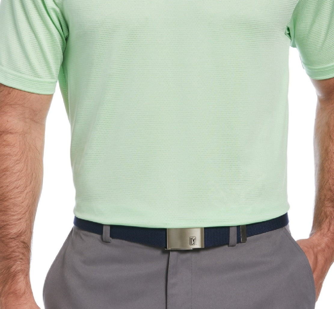 PGA Tour Men's Space Dye Texture Golf Polo Shirt Green Size Medium