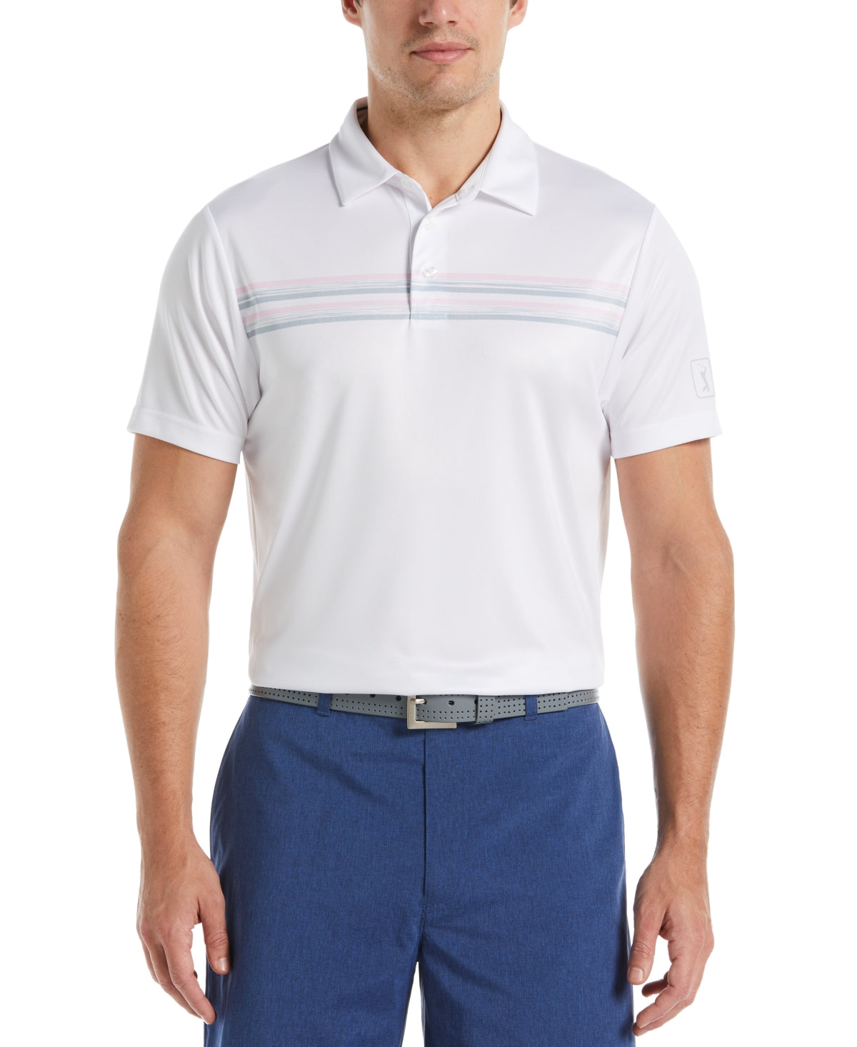 PGA Tour Men's Chest Stripe Short Sleeve Golf Polo White Size XX-Large