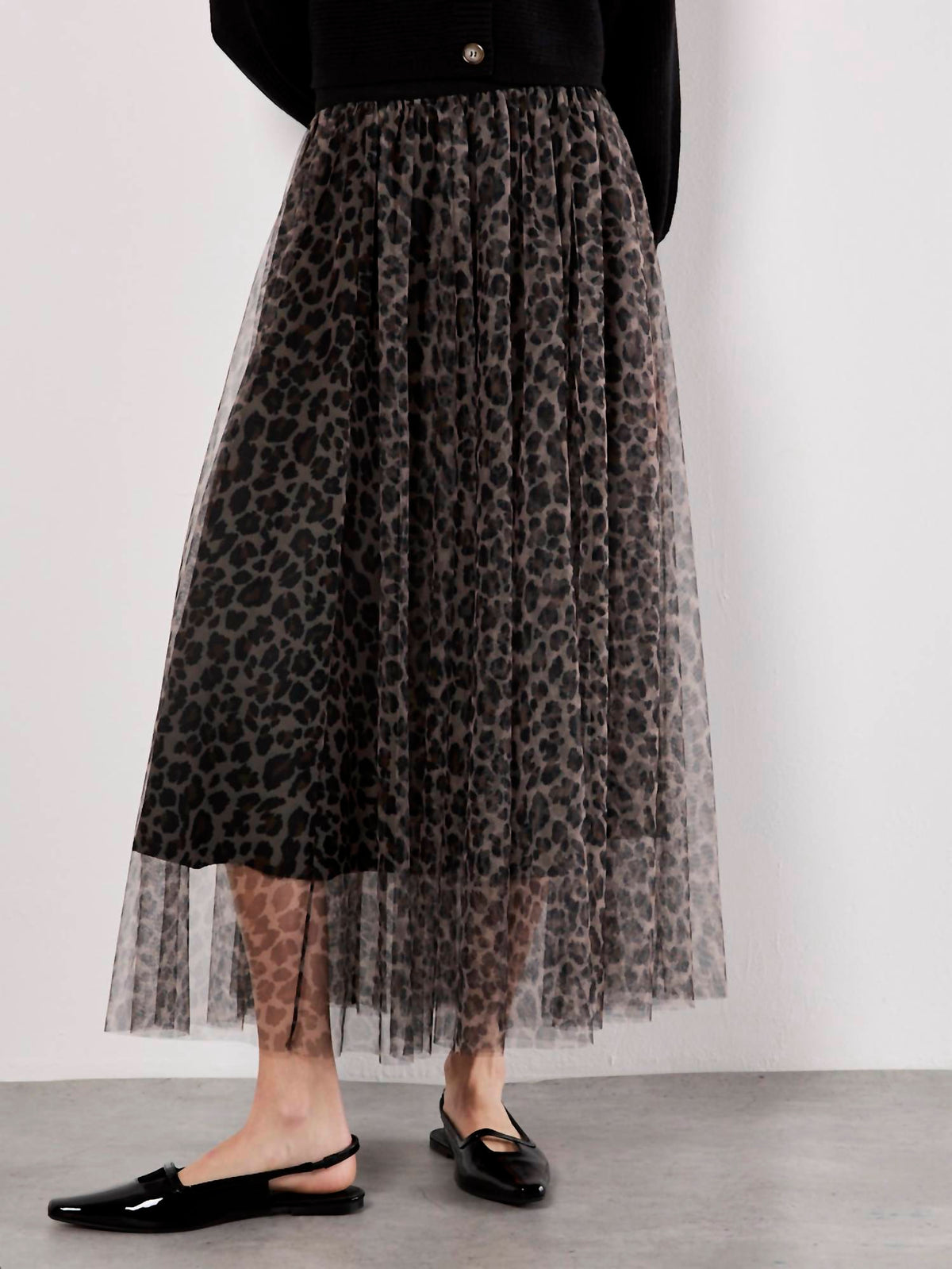 Apricot - Leopard Tulle Skirt