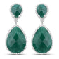 19.42 Carat Dyed Emerald and White Topaz .925 Sterling Silver Earrings