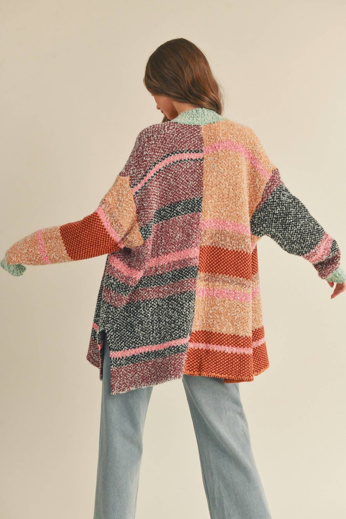 &Merci - Oversized Color Block Cardigan