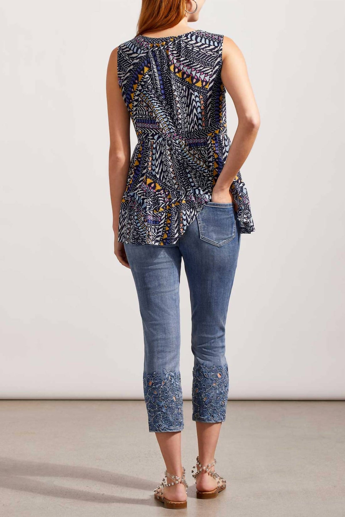 Tribal - Sleeveless Lined Tiered Top