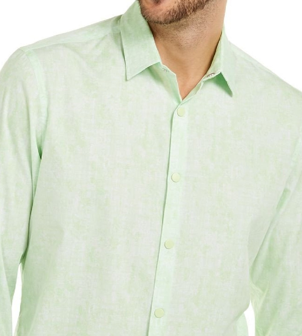 Alfani Men's Classic-fit Abstract Plaid Shirt Lime Oxide Size Small
