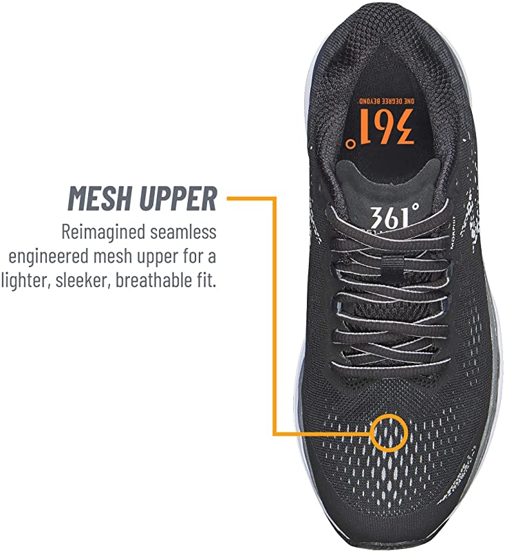 361 Degrees Unisex Meraki 3 Running Shoe Black/Ebony Size 11 B(M) US
