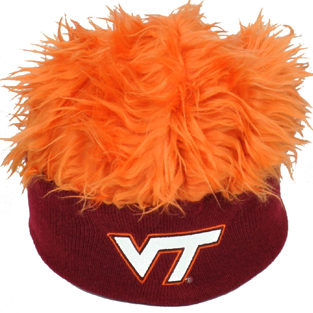 NCAA Virginia Tech Hokies Sizzle Orange Faux Fur Flair Hair Knit Cuffless Beanie