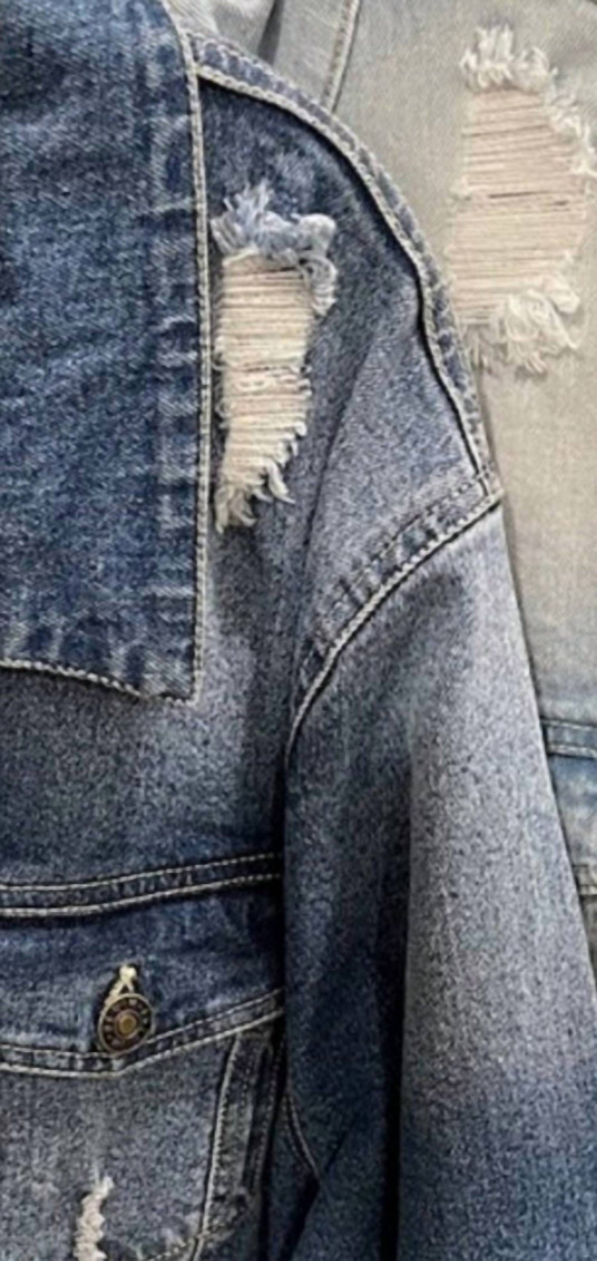 Curve Market - Distressed Denim Duster Jacket