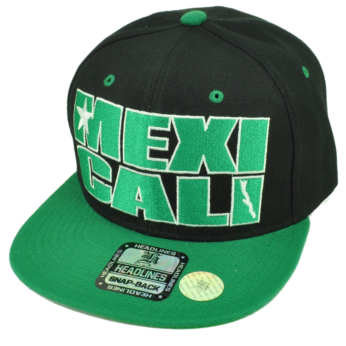 Mexicali City Baja California Mexico Blck Green Hat Cap Snapback Flat Bill Gorra