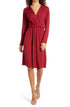 womens-fraiche-by-j-long-sleeve-faux-wrap-dress-size-medium-red