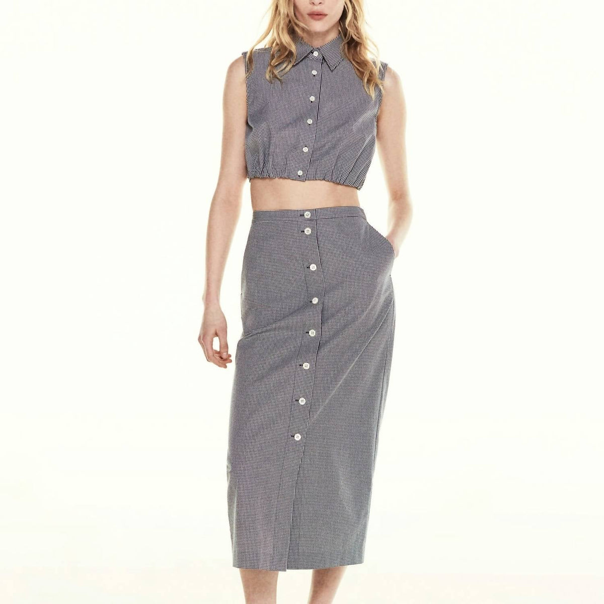 Frame - Collared Cropped Top