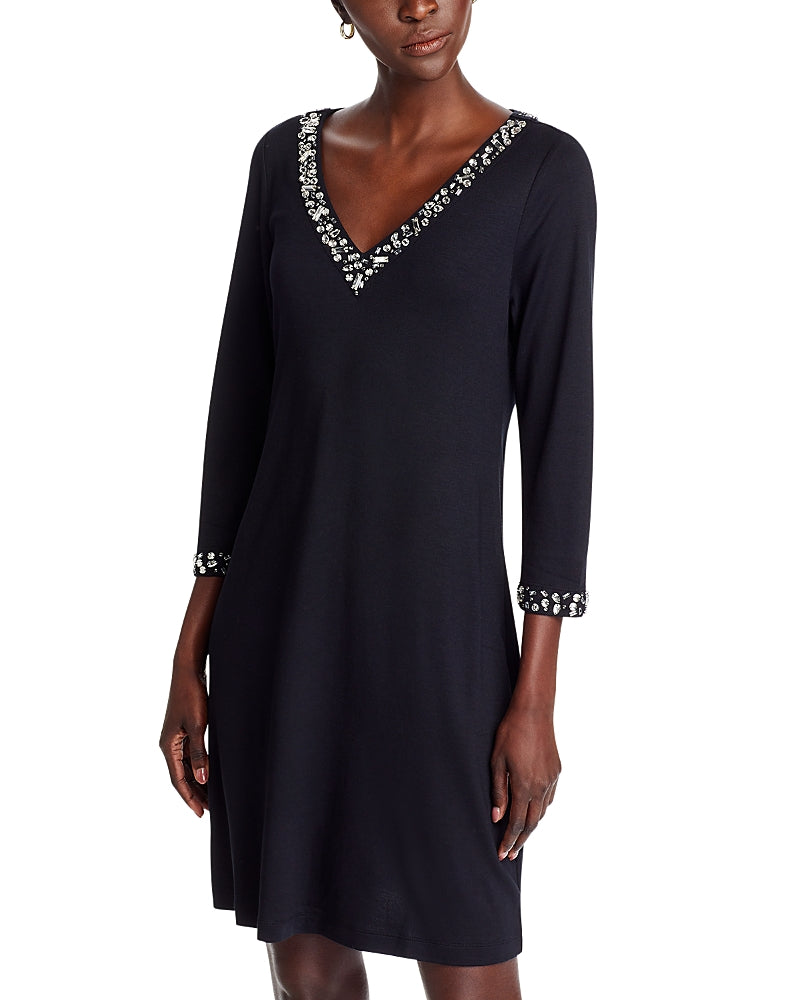 Tommy Bahama Darcy Rhinestone Trim Dress Black XS