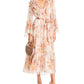 Aqua Floral Ruffle Maxi Dress