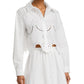 Aqua Button Front Eyelet Top