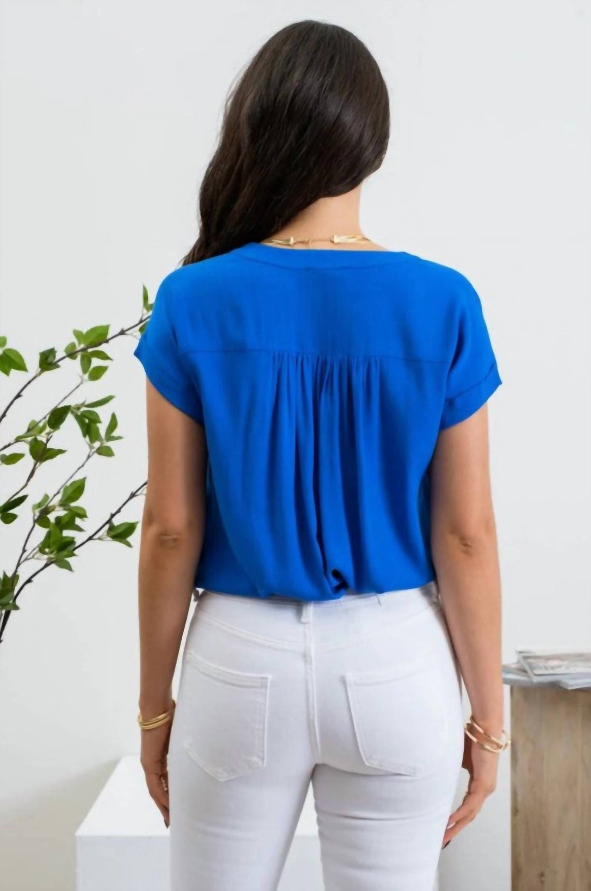 Blu Pepper - Short Roll Sleeve Button Down Shirt