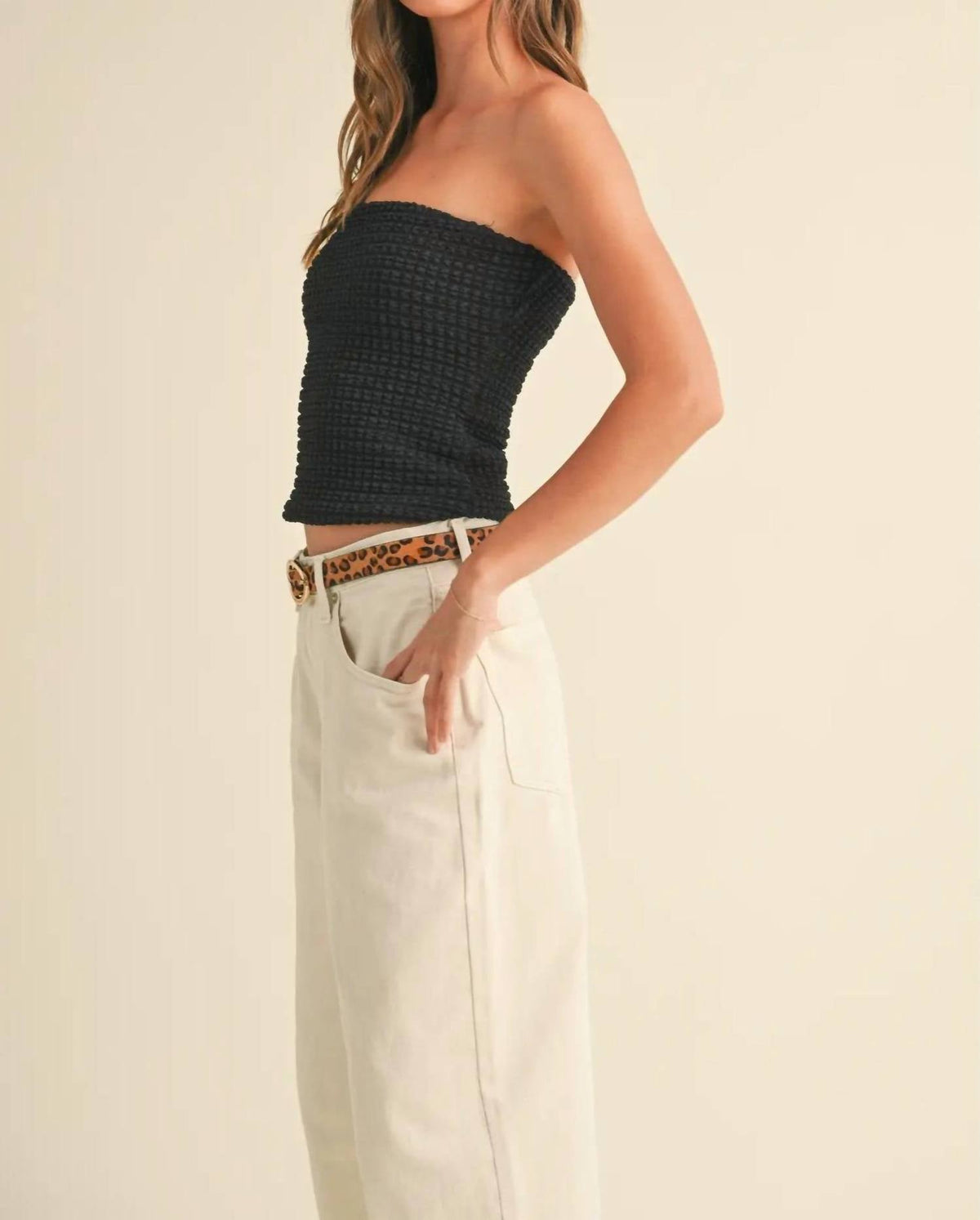 Miou Muse - Jordy Textured Strapless Top