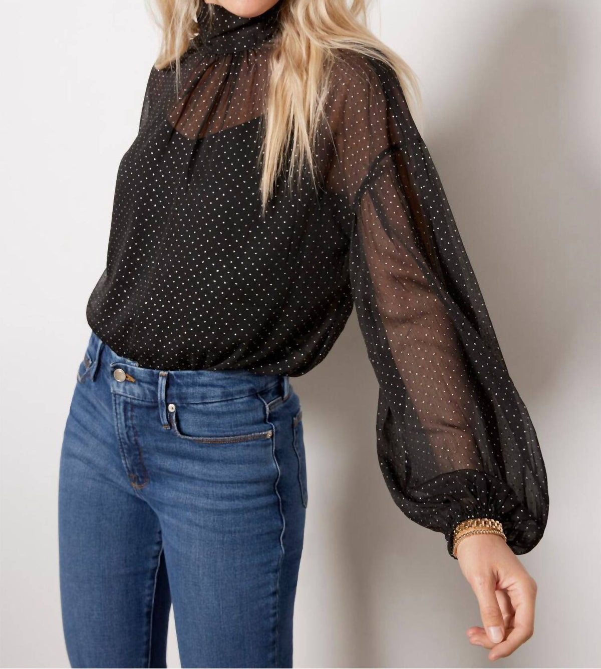 Sanctuary - Sheer Volume Metallic Blouse
