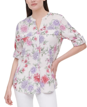 calvin-klein-printed-tab-sleeve-top-orange-xl
