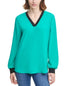 calvin-klein-women-s-v-neck-solid-top-green-size-medium