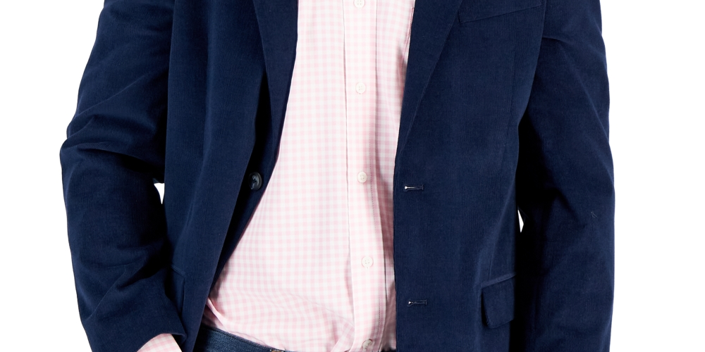 Nautica Men's Modern-Fit Active Stretch Corduroy Sport Coat Blue