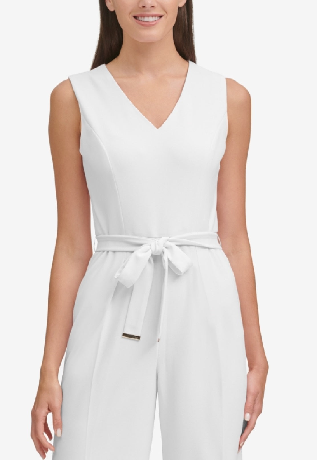 Tommy Hilfiger Women's Belted Cropped Jumpsuit White Size 14