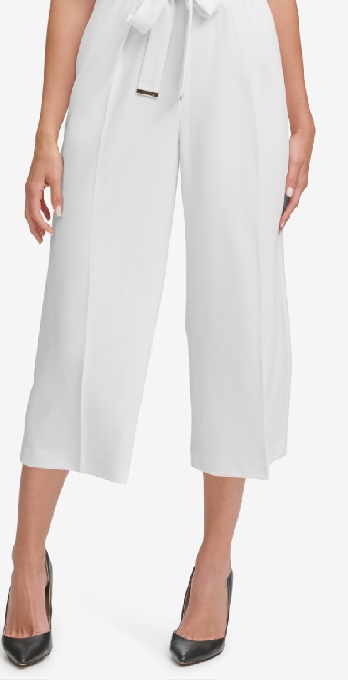 Tommy Hilfiger Women's Belted Cropped Jumpsuit White Size 14