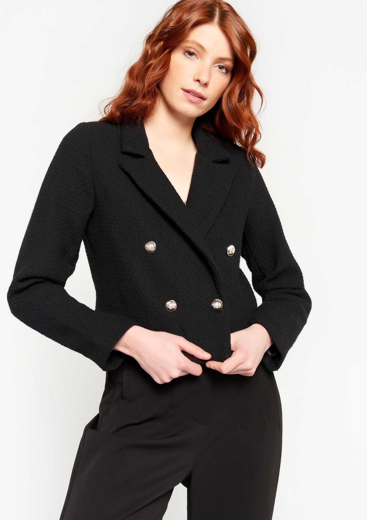Royalty By Maluma Women's Cropped Tweed Blazer Black Size X-Small