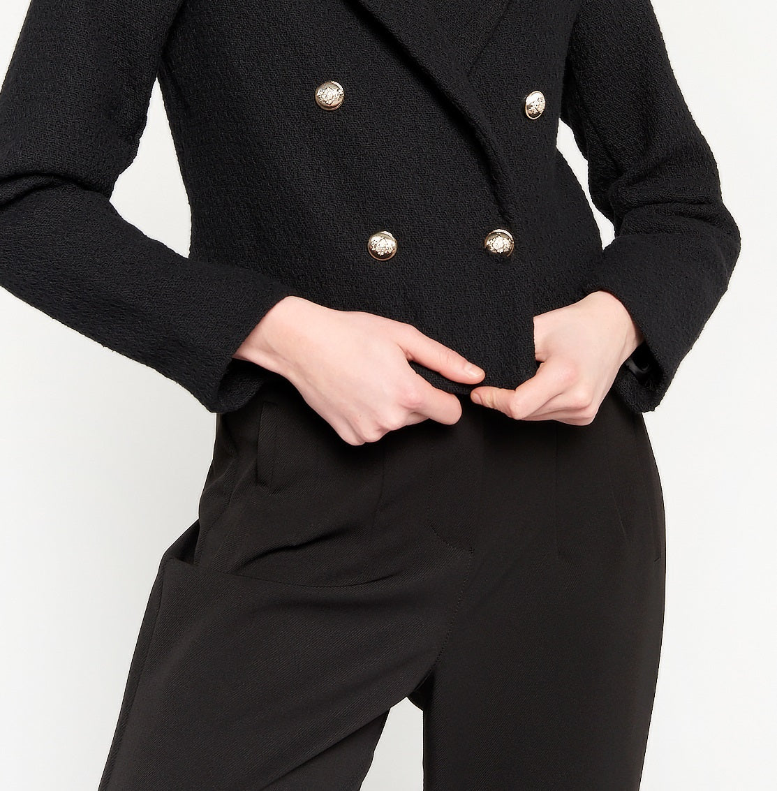 Royalty By Maluma Women's Cropped Tweed Blazer Black Size X-Small