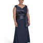 Eliza J Plus Size Mixed Media Scuba Crepe Sleeveless Gown Navy
