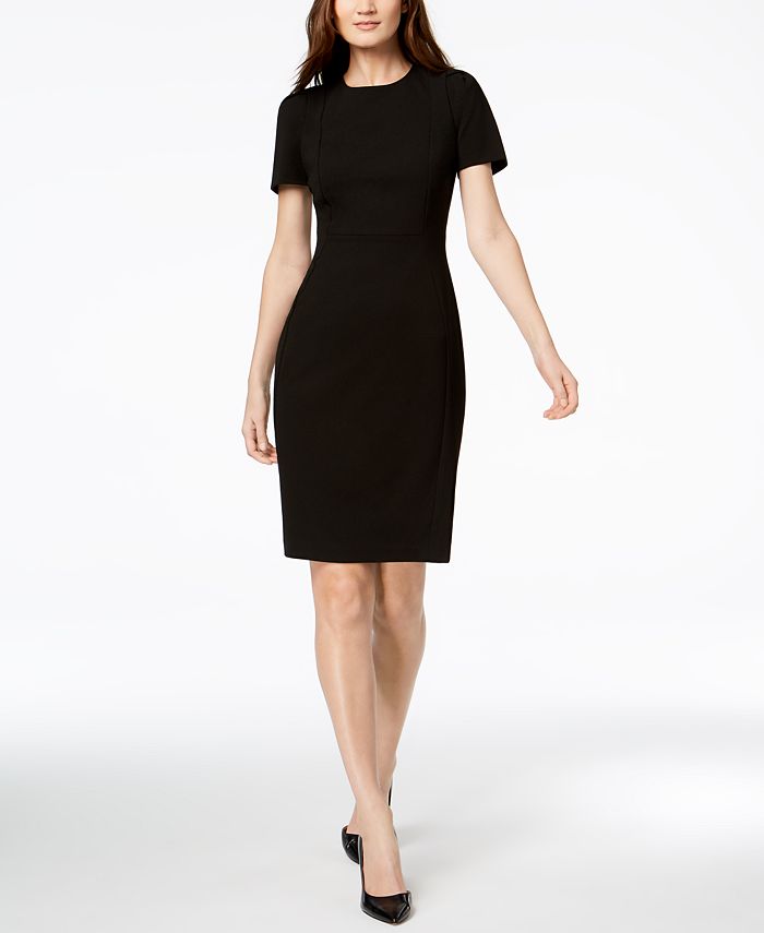 Calvin Klein Women's SeaScuba Crepe Sheath Dress Black Size 14