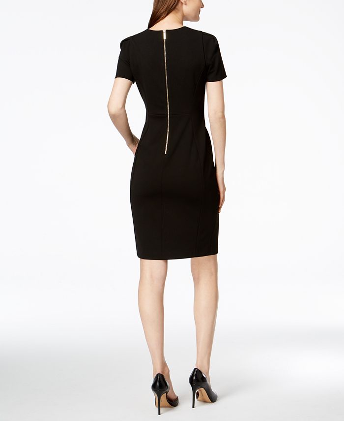 Calvin Klein Women's SeaScuba Crepe Sheath Dress Black Size 14
