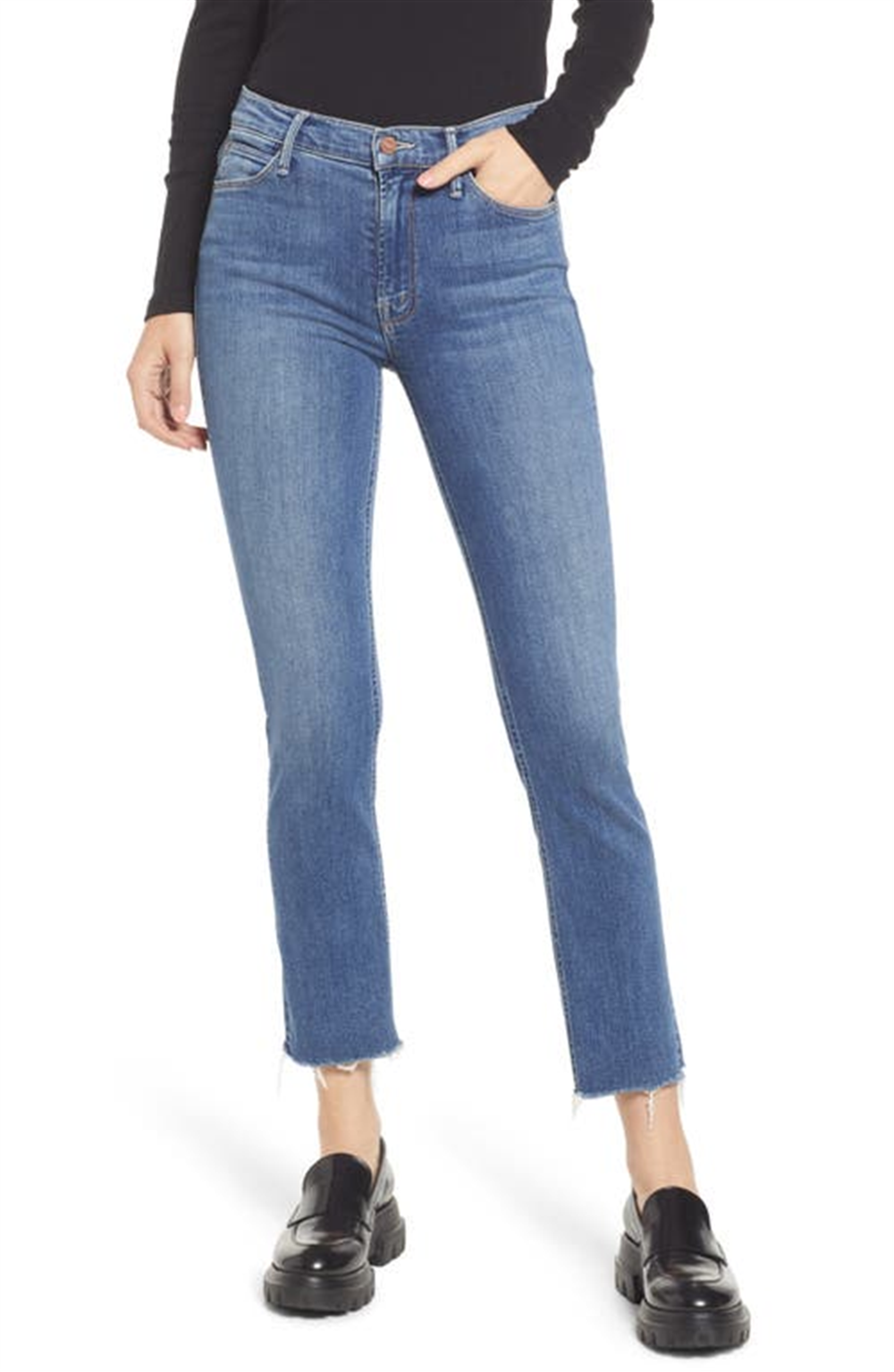 MOTHER The Dazzler Raw Hem Ankle Jeans in This Time Next Year Size 28