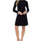 CeCe Women's Ruffle Collar Long Sleeve Sweater Dress Black Size X-Small