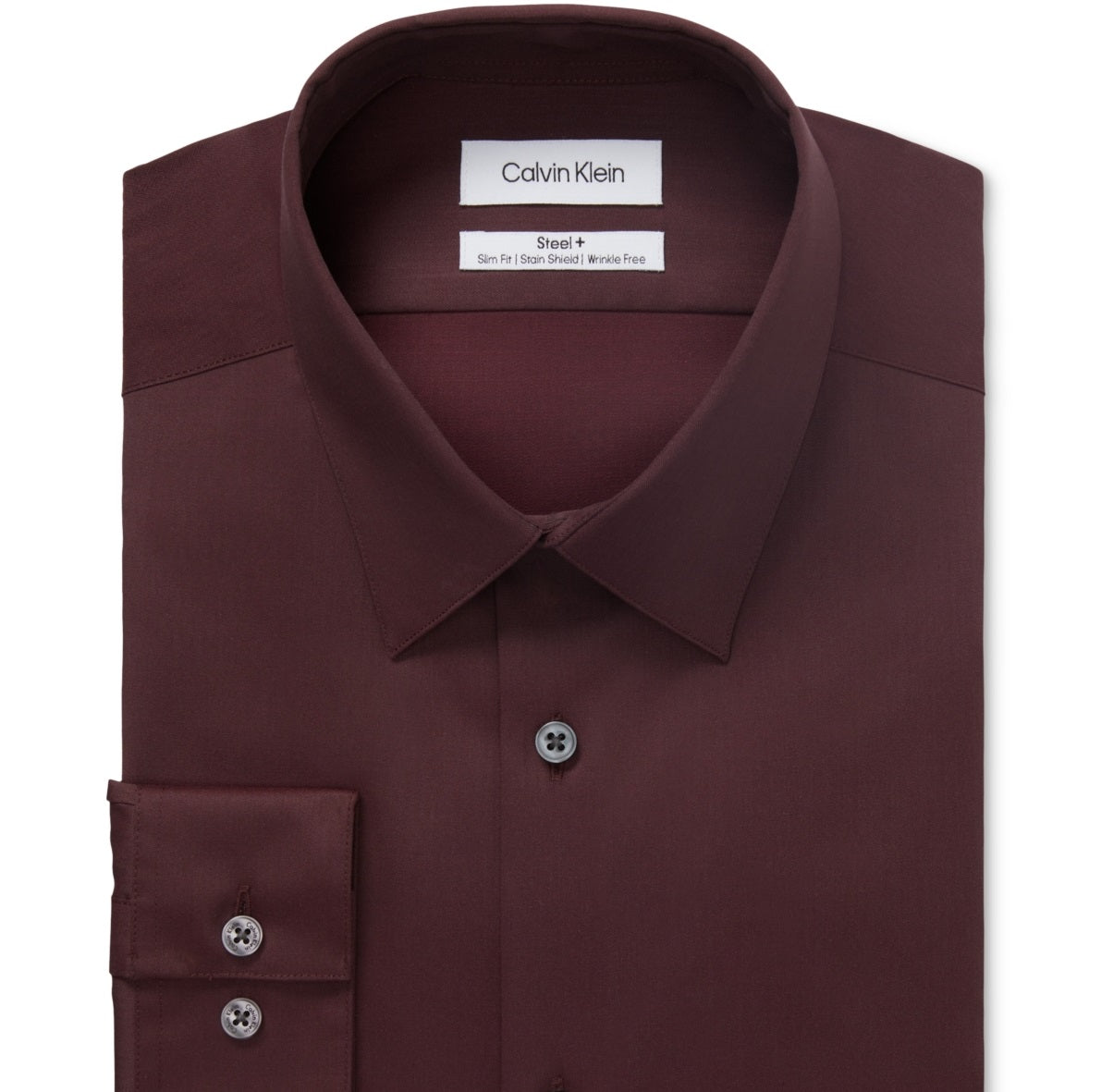 Calvin Klein Men's Slim Fit Non Iron Stain Shield Solid Dress Shirt Red Size 17-32/33 L