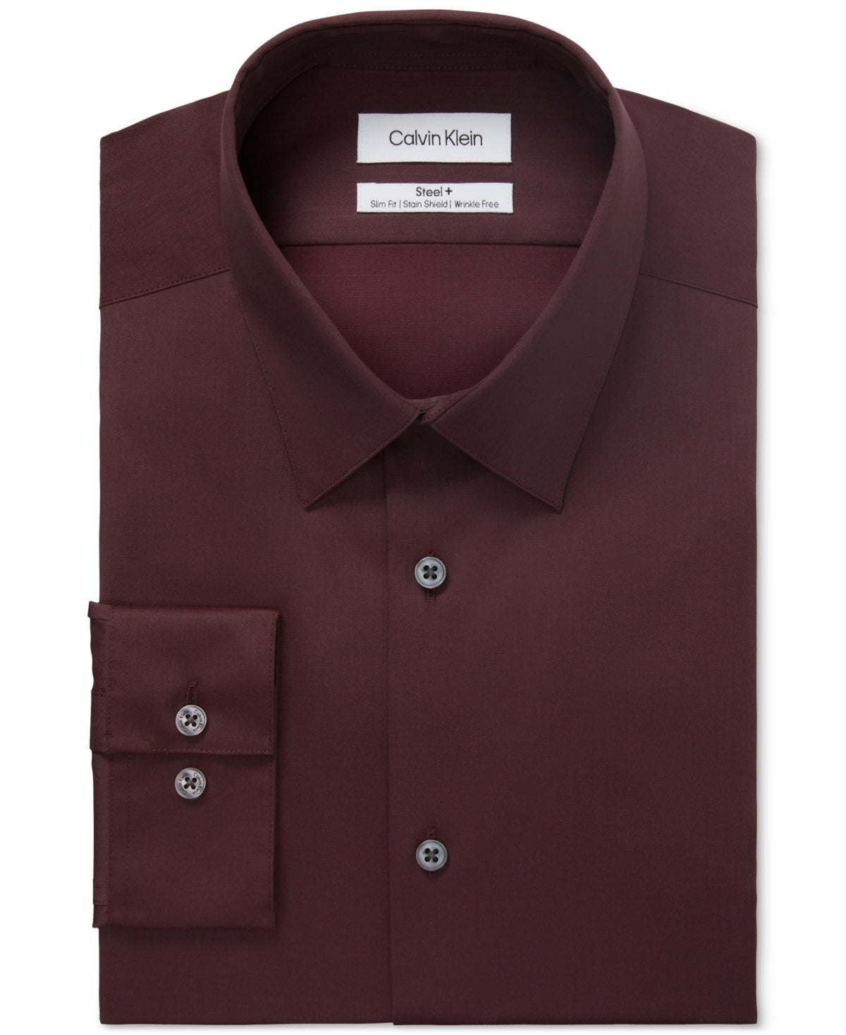 Calvin Klein Men's Slim Fit Non Iron Stain Shield Solid Dress Shirt Red Size 17-32/33 L