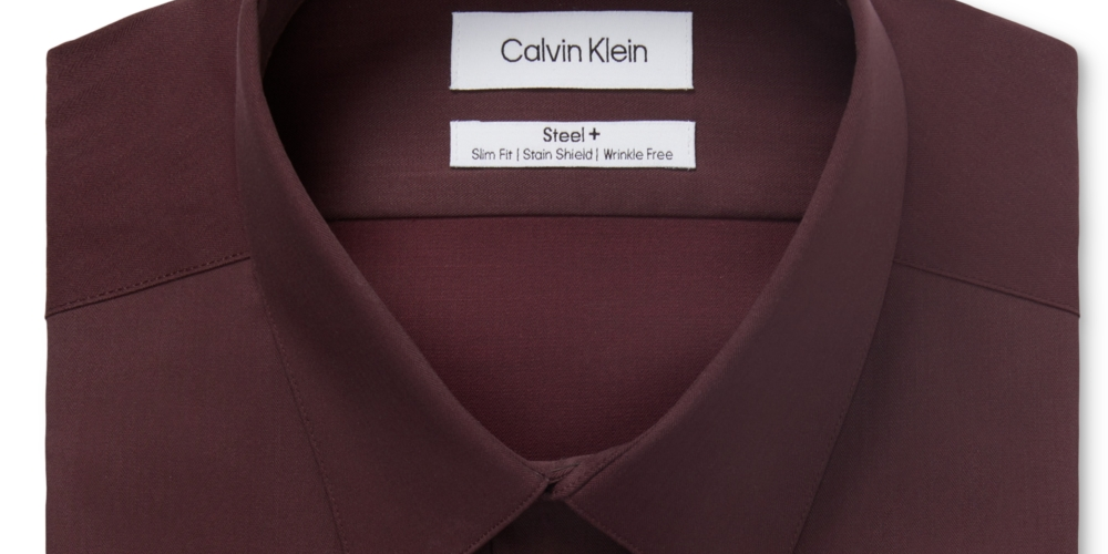 Calvin Klein Men's Non Iron Stain Shield Solid Dress Shirt Red Size 17.5X32X33