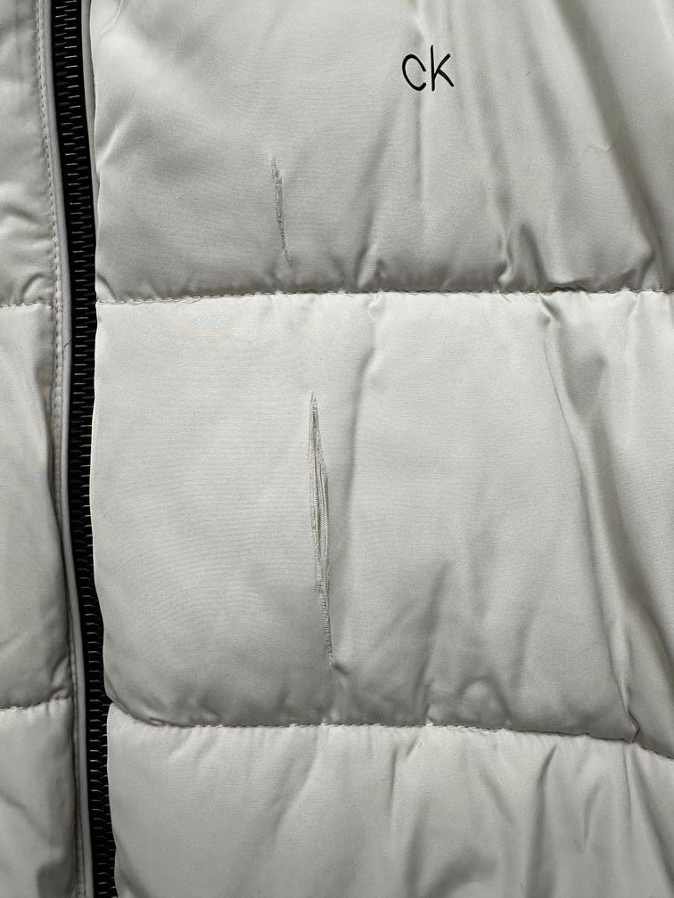 Calvin Klein Men's Puffer With Set Bib Detail White Size XX-Large